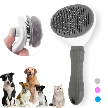 Self-Cleaning Pet Hair Removal Comb and Slicker Brush for Cats and Dogs - Grooming Accessories