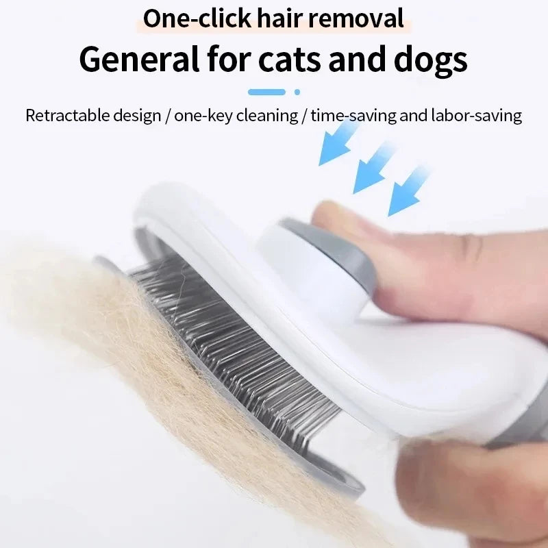 Self-Cleaning Pet Hair Removal Comb and Slicker Brush for Cats and Dogs - Grooming Accessories