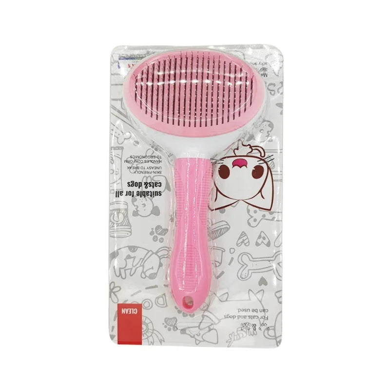 Self-Cleaning Pet Hair Removal Comb and Slicker Brush for Cats and Dogs - Grooming Accessories