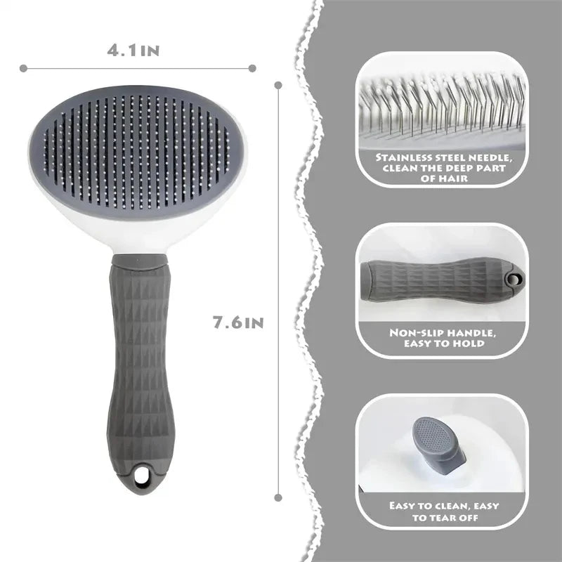 Self-Cleaning Pet Hair Removal Comb and Slicker Brush for Cats and Dogs - Grooming Accessories
