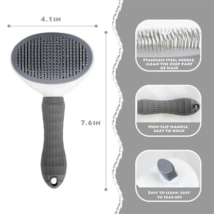 Self-Cleaning Pet Hair Removal Comb and Slicker Brush for Cats and Dogs - Grooming Accessories